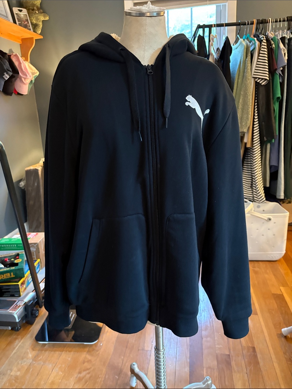 Puma Black Full-Zip Hooded Performance Jacket
